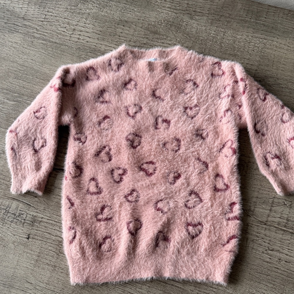 Mayoral Pink Fuzzy Heart Sweater